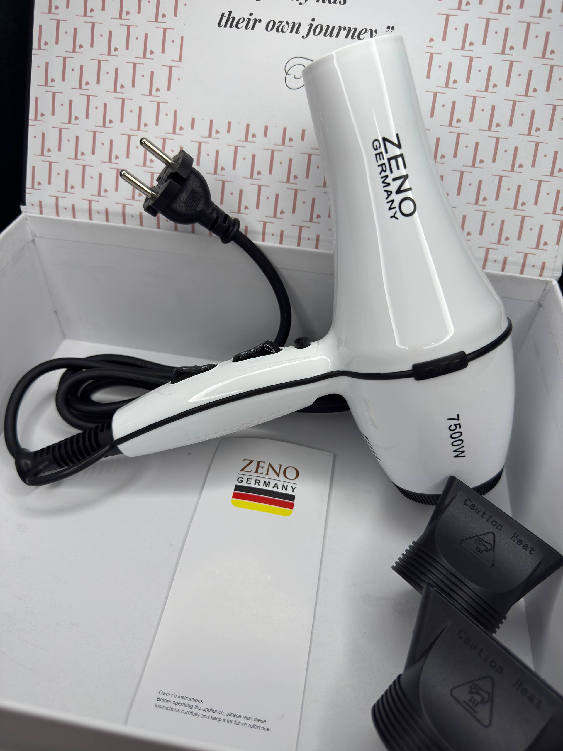 Shiptonic/ZENO Germany Pro Hair Dryer - Fast Dry & Smooth Finish (White)