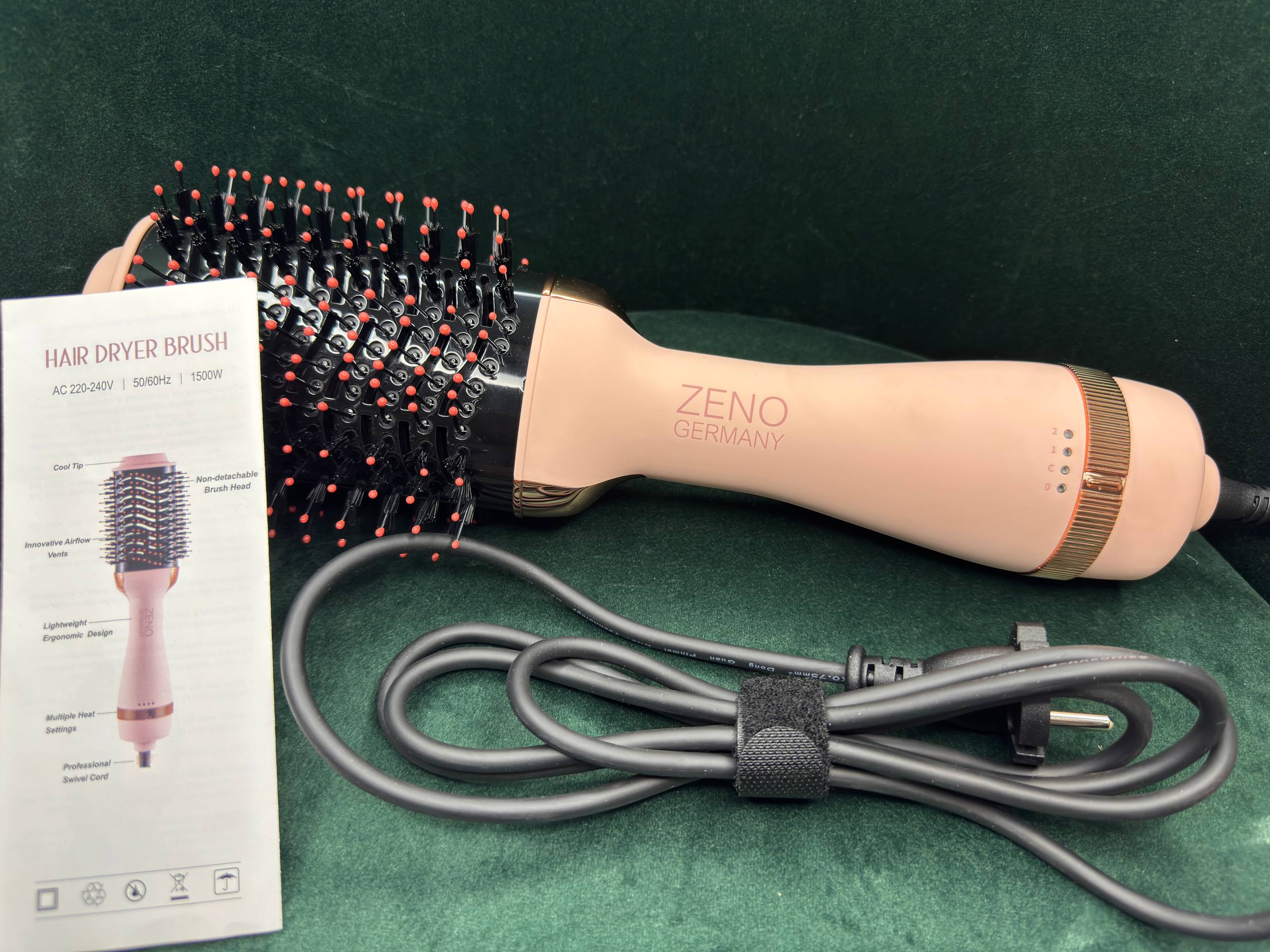 Shiptonic/ZENO Germany Heated Brush Straightener and Smoother (Light Pink)