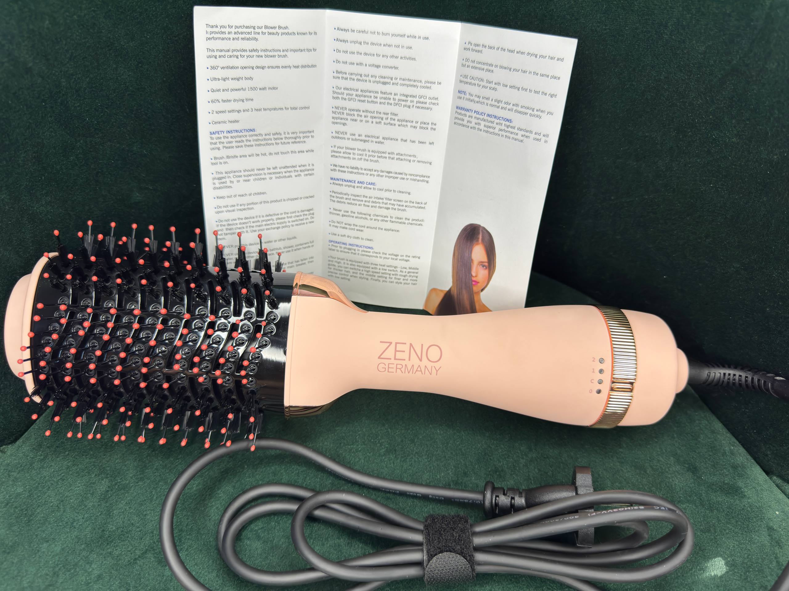 Shiptonic/ZENO Germany Heated Brush Straightener and Smoother (Light Pink)
