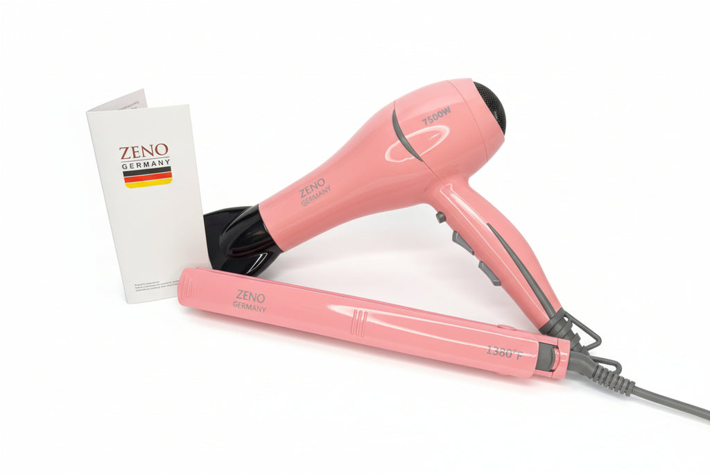 Shiptonic/ZENO Germany Style Duo szett – Hajszárító és hajvasaló (babarózsaszín/napsárga)